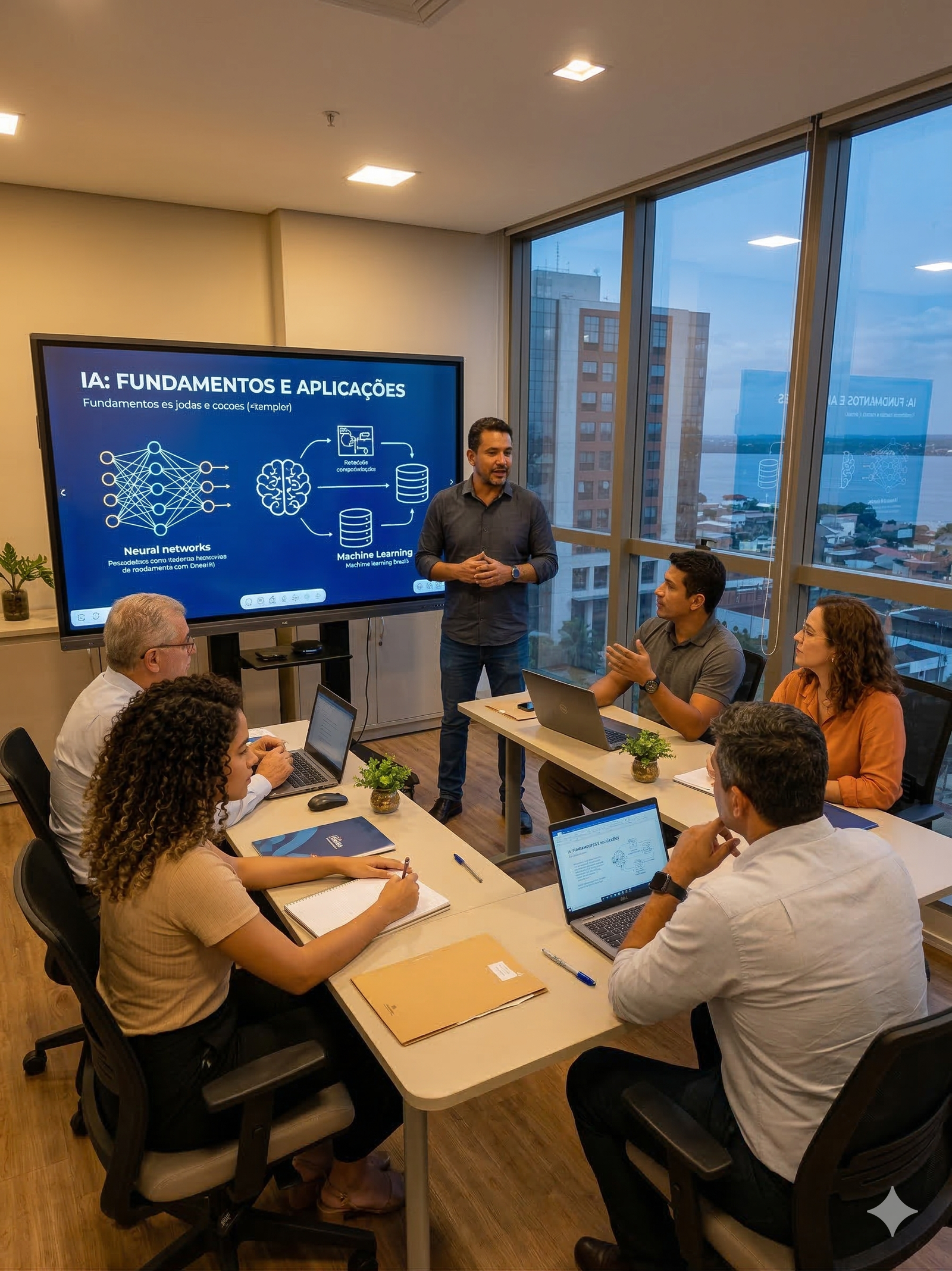 Equipe em capacitação de IA generativa